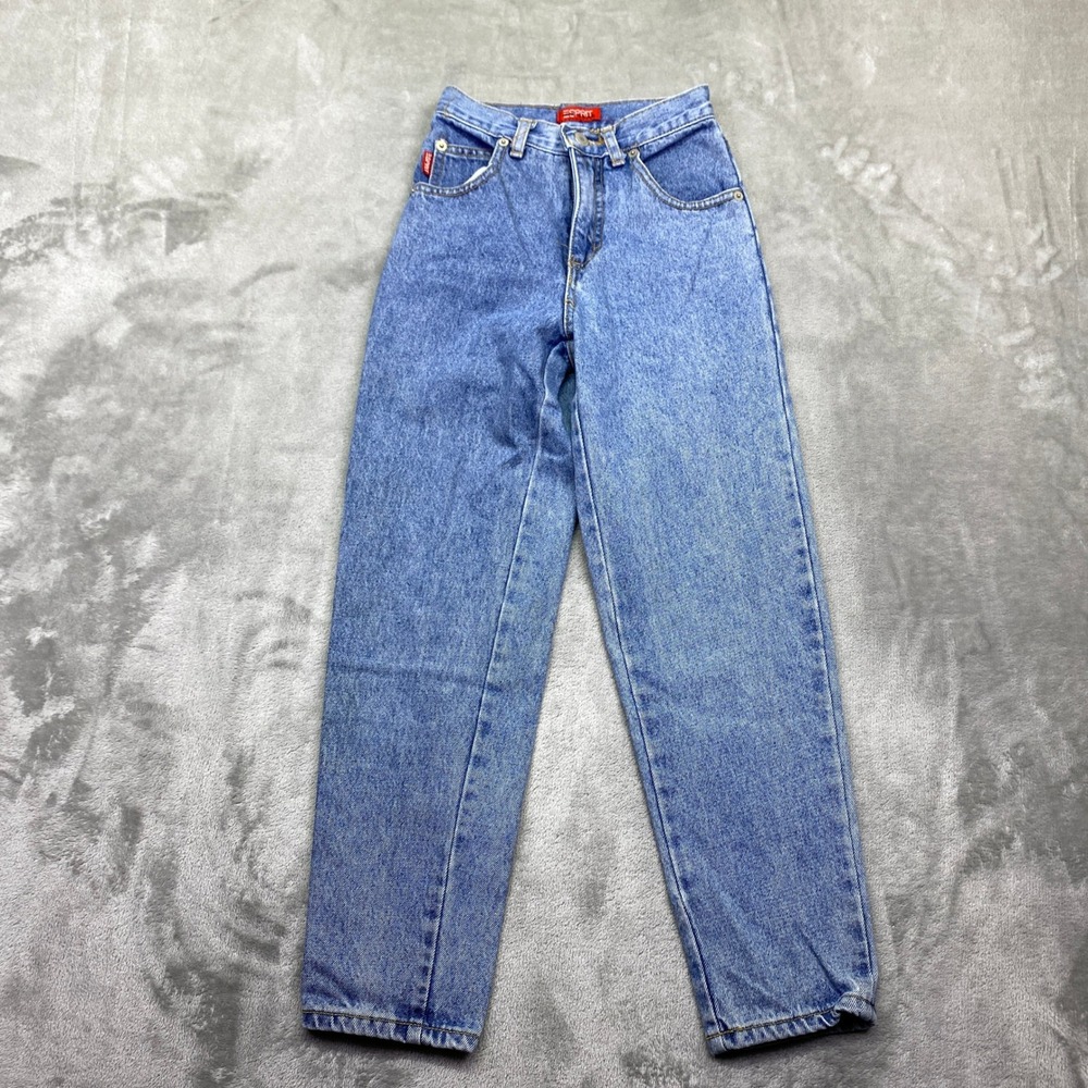 VTG Esprit Kids Acid Wash Denim Jeans Light Blue Sz 10 Fits 20" Straight Leg USA